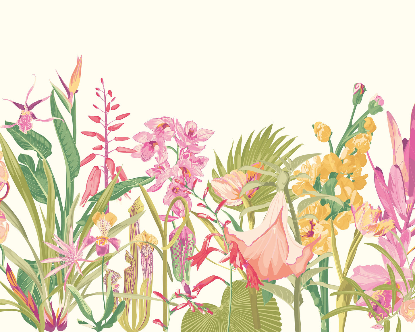 Origin Murals Tropical Foliage Rose Pink 300cm X 240cm - Hot Tub Shop
