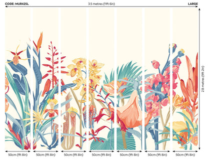 Origin Murals Tropical Foliage Petrol Coral 350cm X 280cm