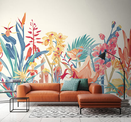 Origin Murals Tropical Foliage Petrol Coral 350cm X 280cm