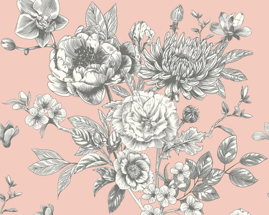 Origin Murals Rose Toile Blush 350cm X 280cm