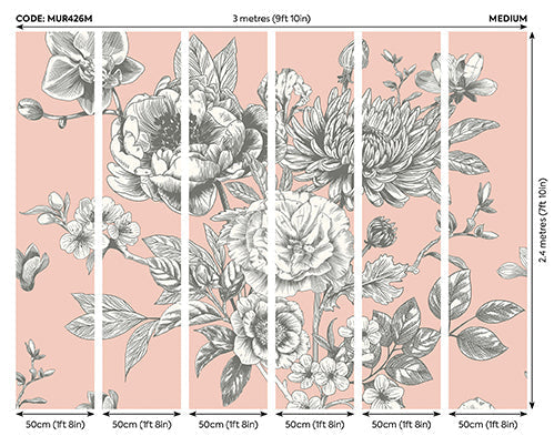 Origin Murals Rose Toile Blush 300cm X 240cm - Hot Tub Shop