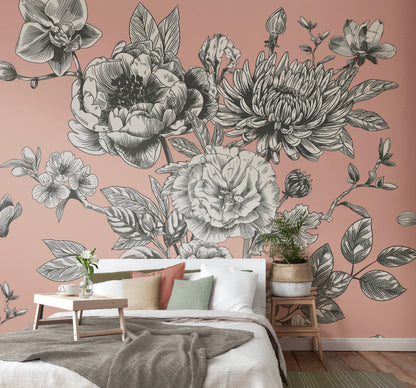Origin Murals Rose Toile Blush 300cm X 240cm - Hot Tub Shop