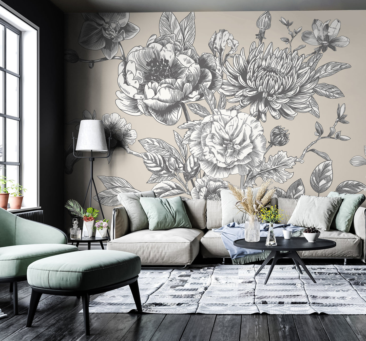 Origin Murals Rose Toile Stone 350cm X 280cm - Hot Tub Shop
