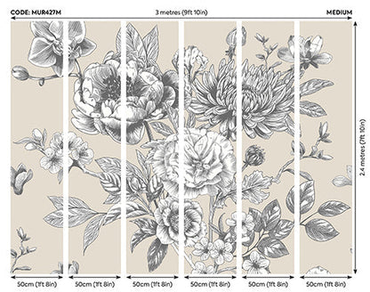 Origin Murals Rose Toile Stone 300cm X 240cm