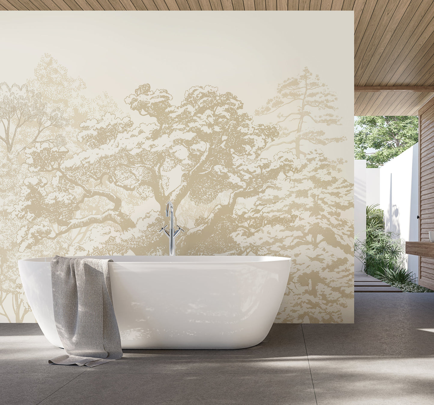Origin Murals Etched Trees Parchment 350cm X 280cm