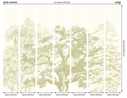 Origin Murals Etched Trees Apple Green 350cm X 280cm