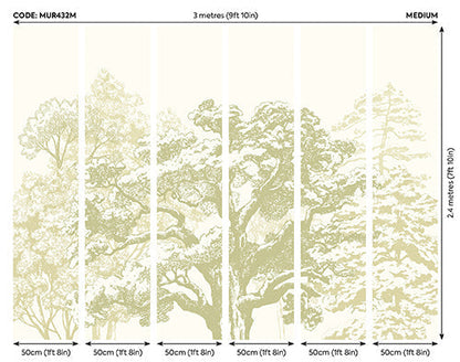 Origin Murals Etched Trees Apple Green 300cm X 240cm - Hot Tub Shop