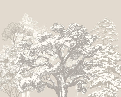 Origin Murals Etched Trees Charcoal Stone 350cm X 280cm