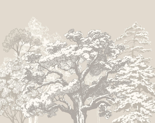 Origin Murals Etched Trees Charcoal Stone 350cm X 280cm