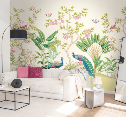 Origin Murals Peacock Garden Apple Rose 350cm X 280cm