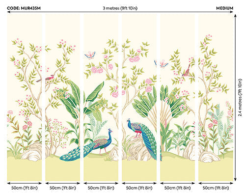 Origin Murals Peacock Garden Apple Rose 300cm X 240cm - Hot Tub Shop