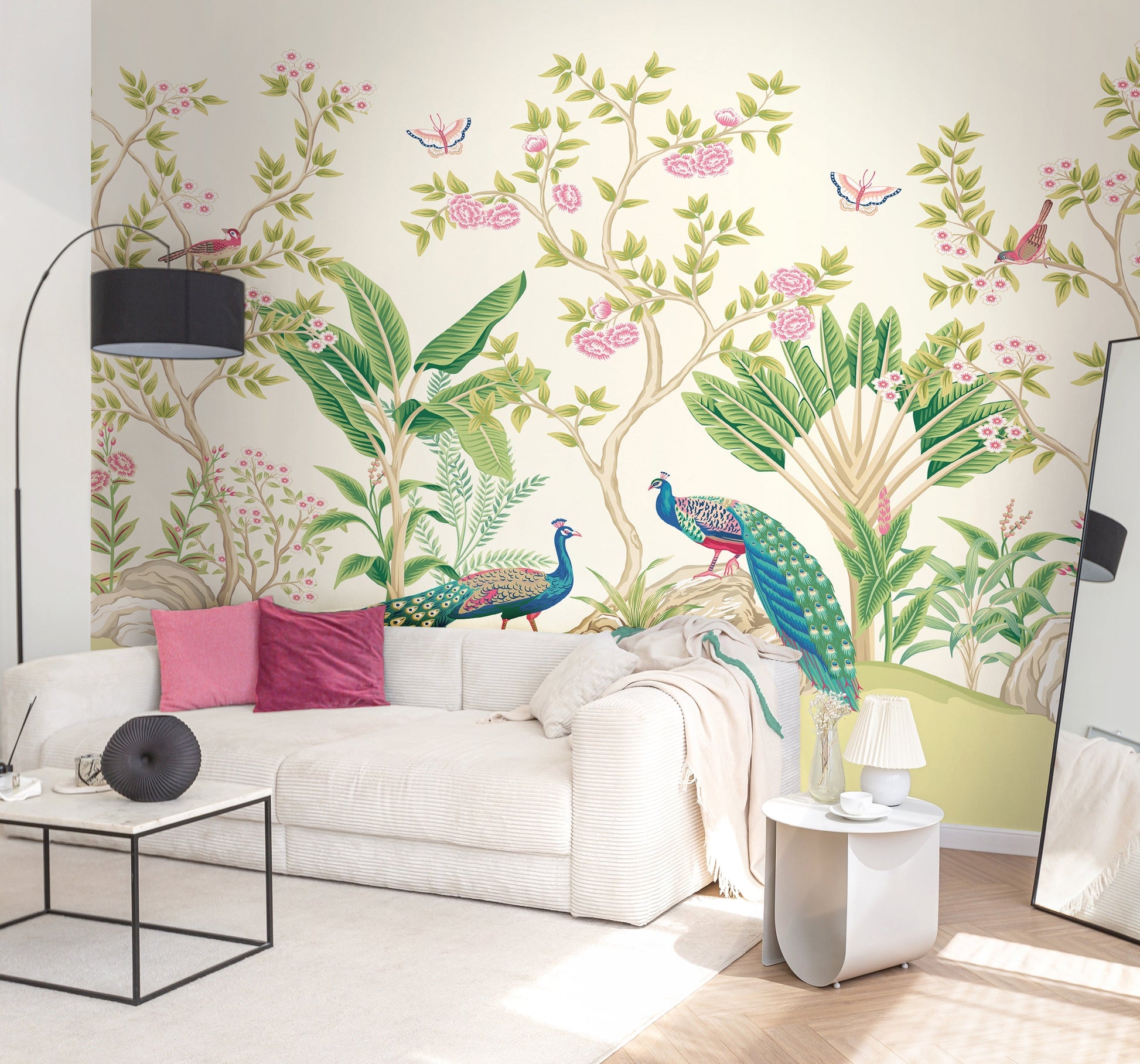 Origin Murals Peacock Garden Apple Rose 300cm X 240cm - Hot Tub Shop