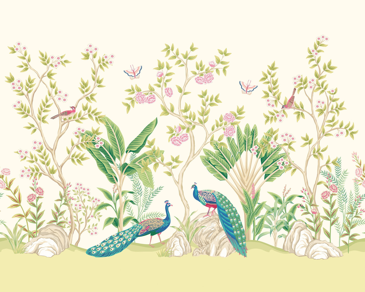 Origin Murals Peacock Garden Apple Rose 300cm X 240cm - Hot Tub Shop