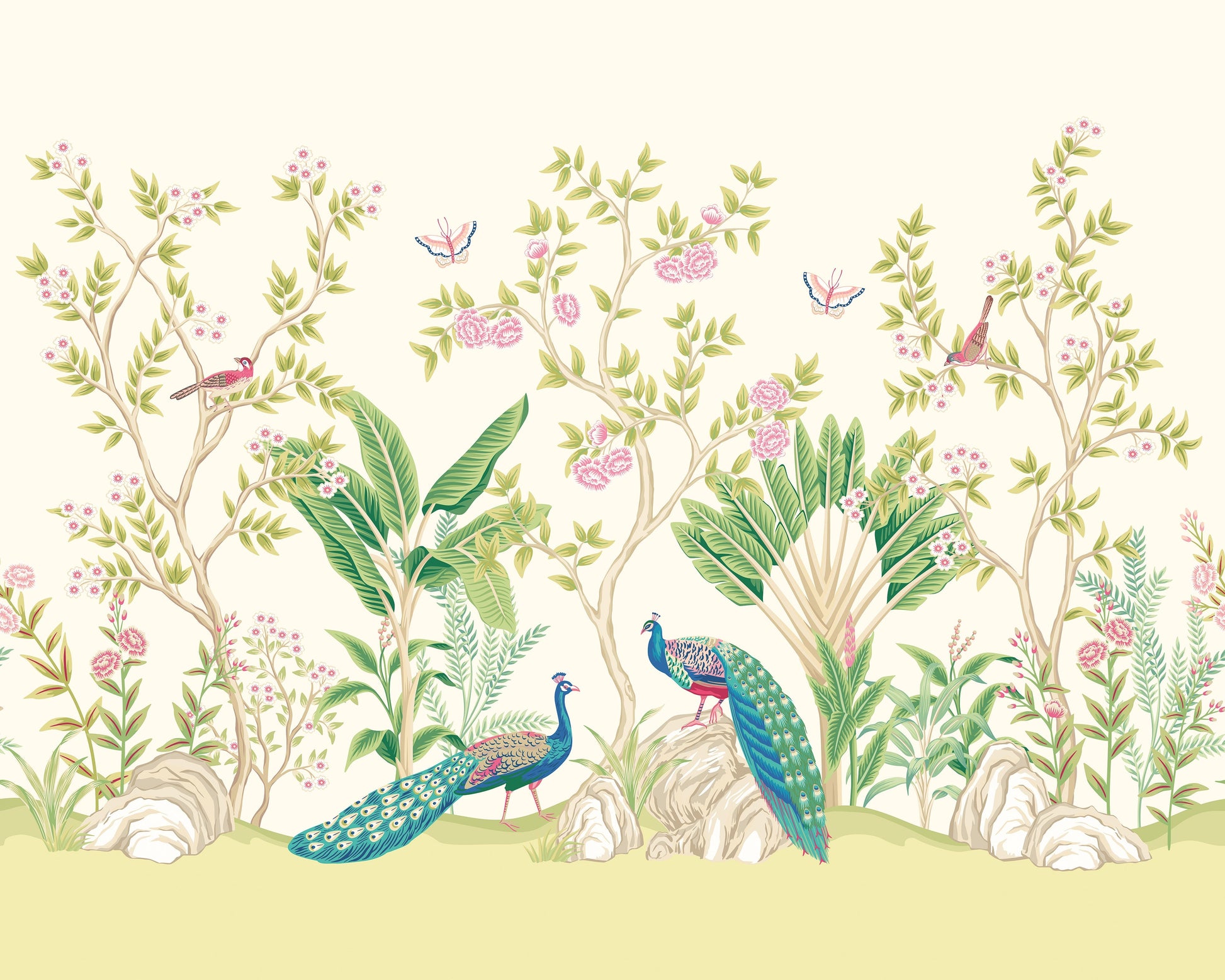 Origin Murals Peacock Garden Apple Rose 300cm X 240cm - Hot Tub Shop