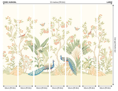 Origin Murals Peacock Garden Sage Apricot 350cm X 280cm