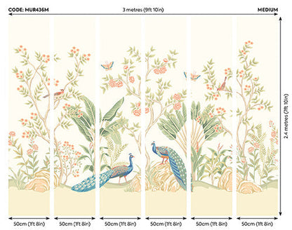 Origin Murals Peacock Garden Sage Apricot 300cm X 240cm - Hot Tub Shop