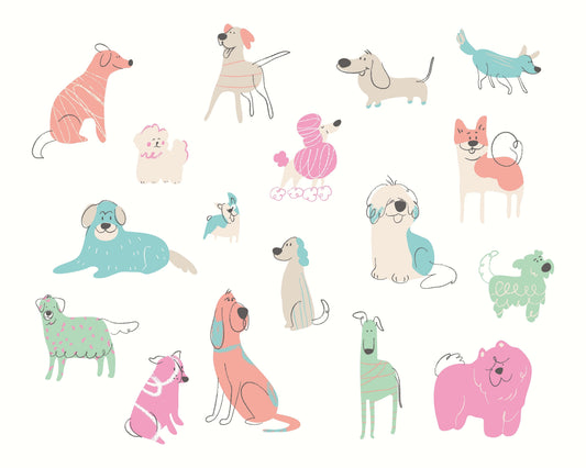 Origin Murals Happy Dogs Blush Pink 300cm X 240cm