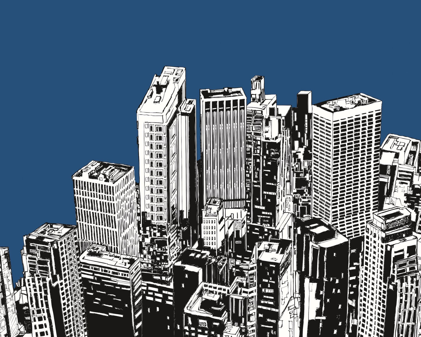 Origin Murals Urban City Skyscrapers Navy Blue 300cm X 240cm