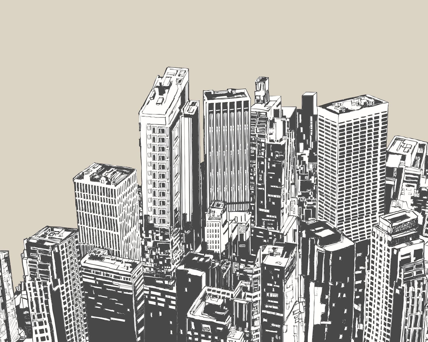 Origin Murals Urban City Skyscrapers Natural 350cm X 280cm