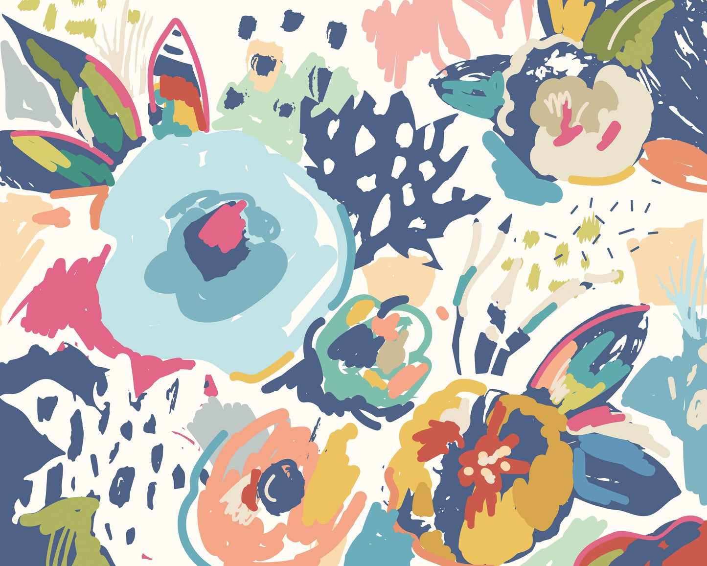 Origin Murals Abstract Floral Navy Blue 300cm X 240cm X