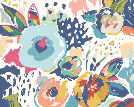 Origin Murals Abstract Floral Navy Blue 300cm X 240cm X