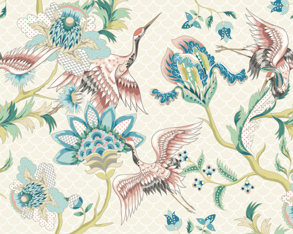 Origin Murals Cranes In Flight Cream 300cm X 240cm
