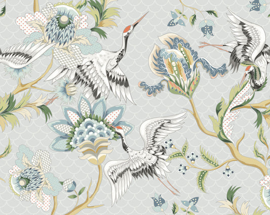 Origin Murals Cranes In Flight Grey 300cm X 240cm