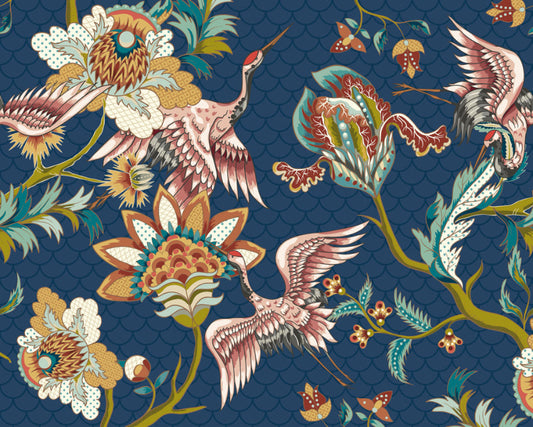Origin Murals Cranes In Flight Navy Blue 350cm X 280cm - Hot Tub Shop