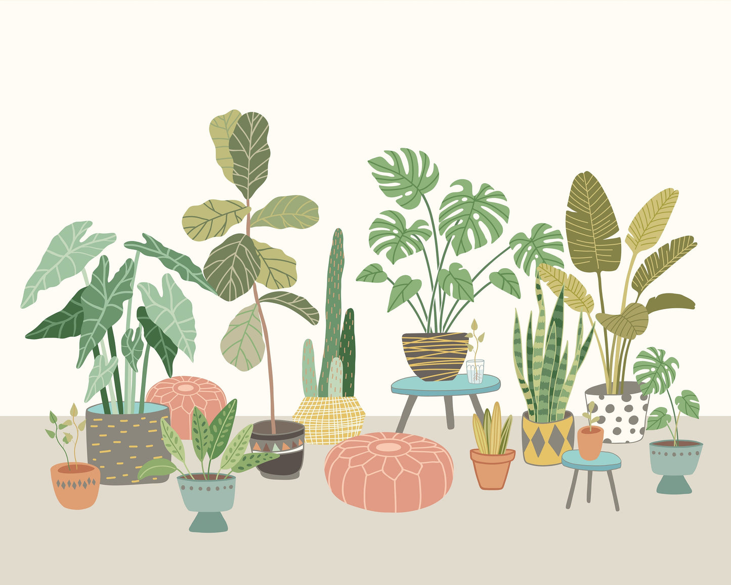 Origin Murals Houseplant Pots Grey 350cm X 280cm