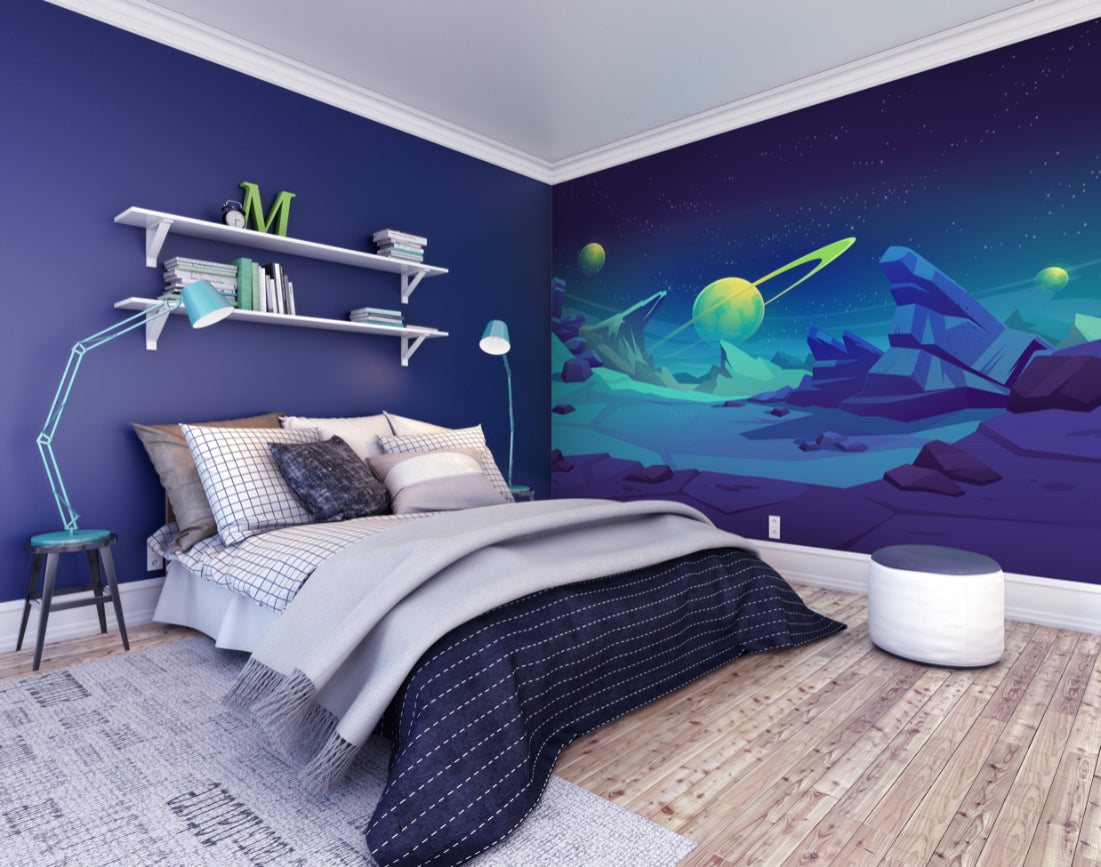 Origin Murals Space Landscape Blue 300cm X 240cm