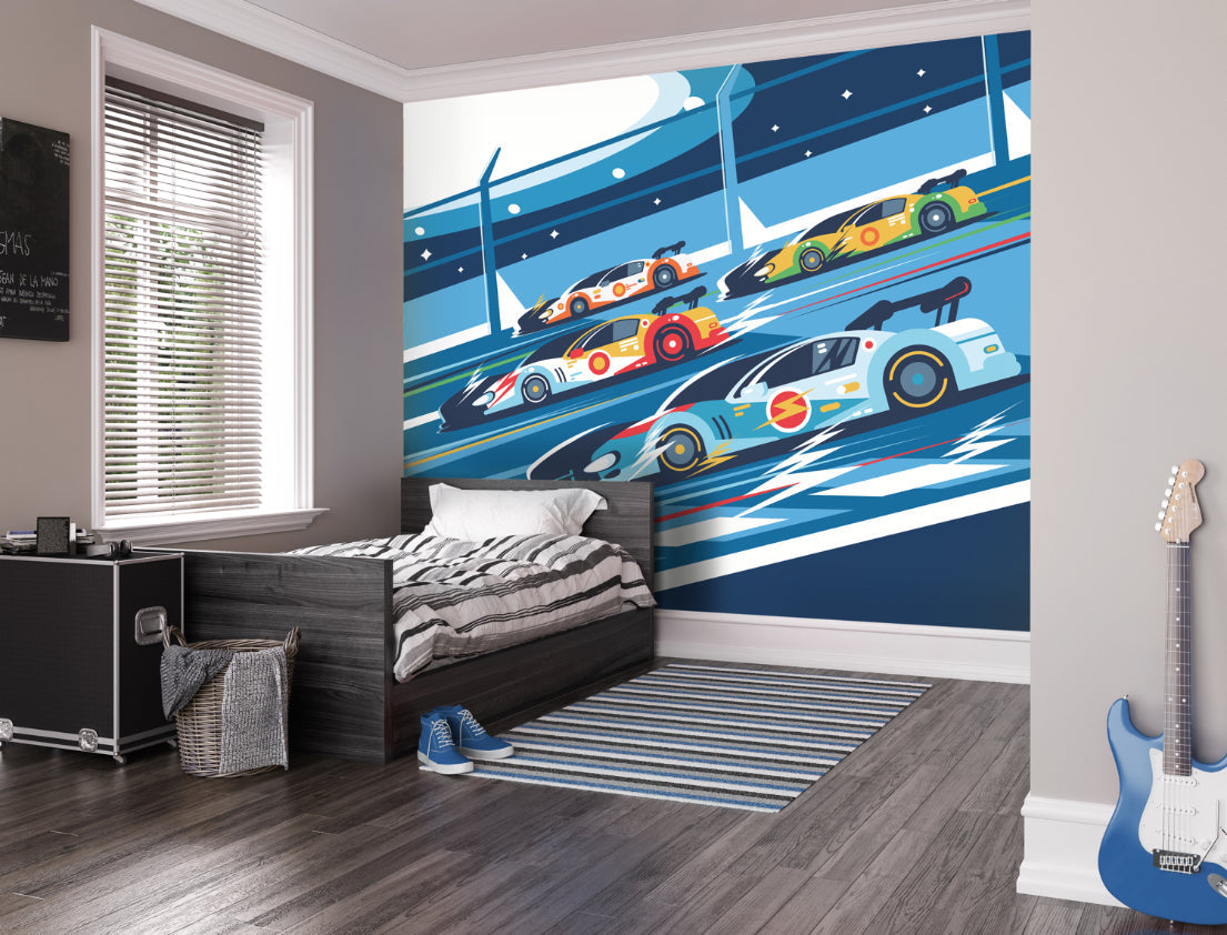 Origin Murals Sports Cars Blue 350cm X 280cm