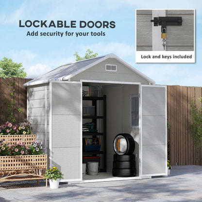 Outsunny 6 x 5ft Resin Garden Shed with Floor and Window