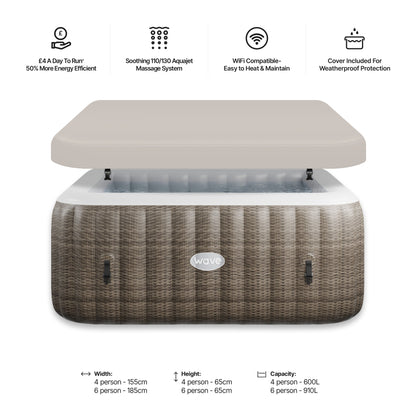 Pacific | 4/6-Person Inflatable Hot Tub | Integrated Heater | UKCA