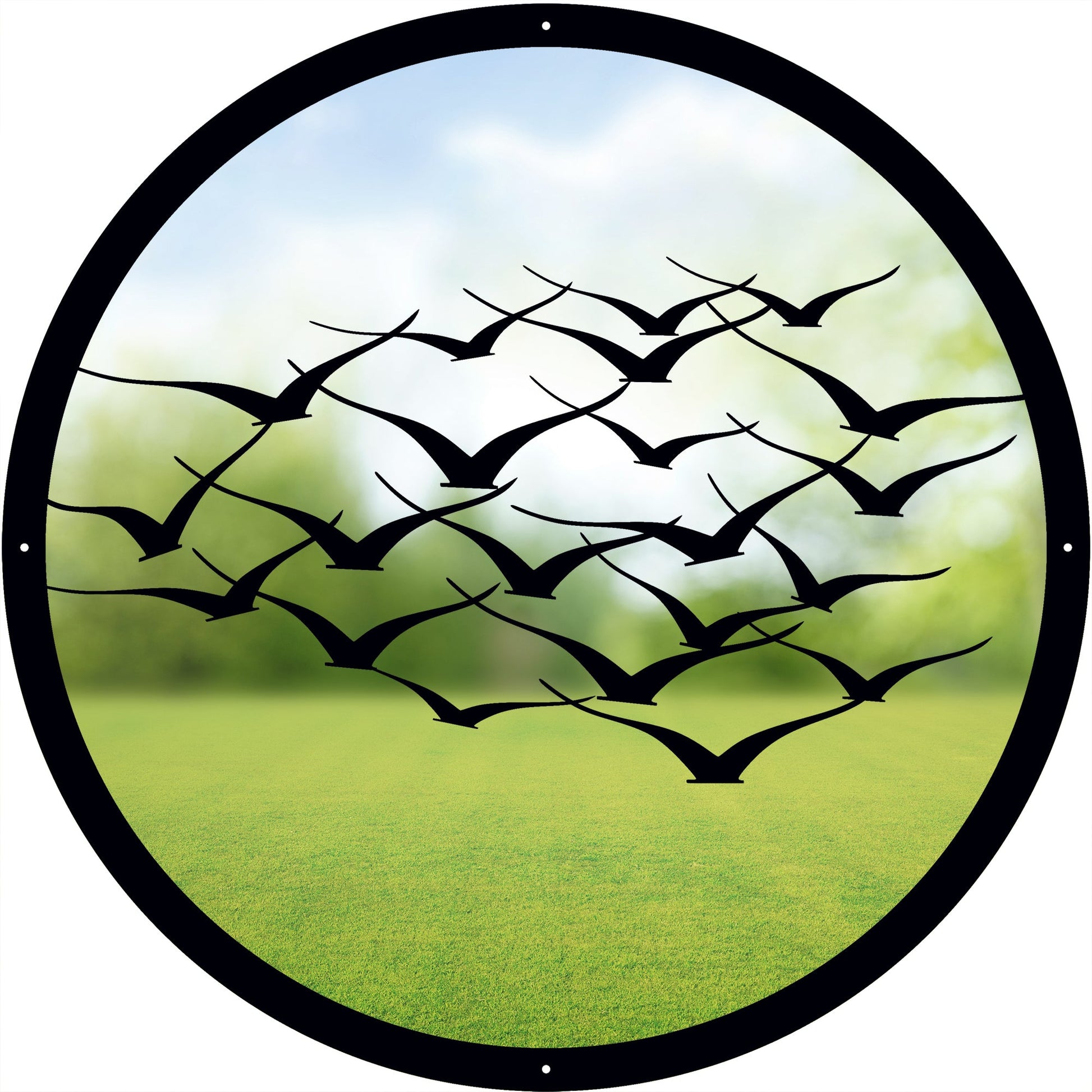 SunCatcher Garden Mirror Round Flock of Birds - Hot Tub Shop