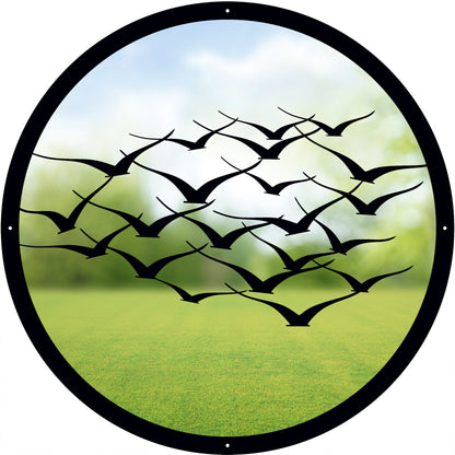 SunCatcher Garden Mirror Round Flock of Birds - Hot Tub Shop