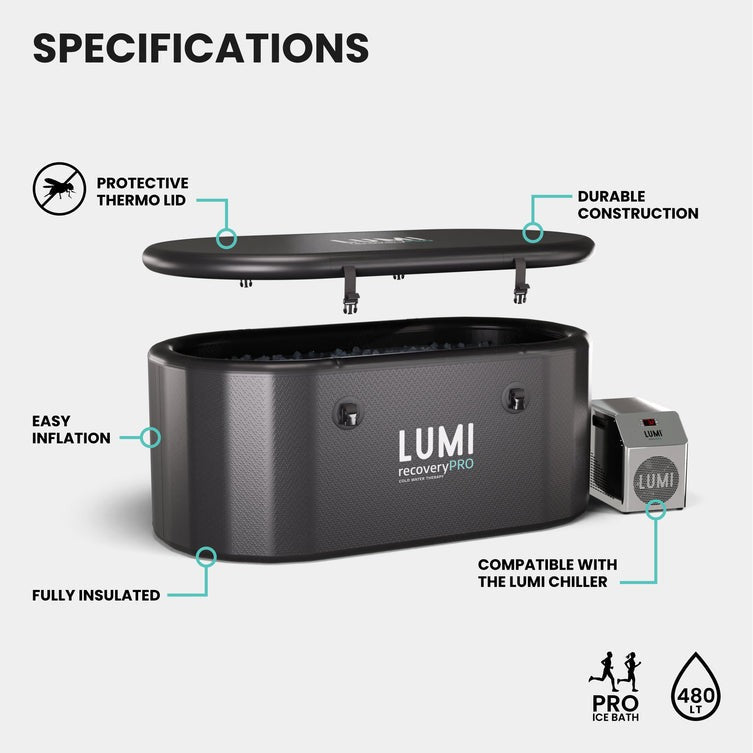 Lumi Recovery Pro 2 Person Inflatable Ice Bath - Black - Hot Tub Shop