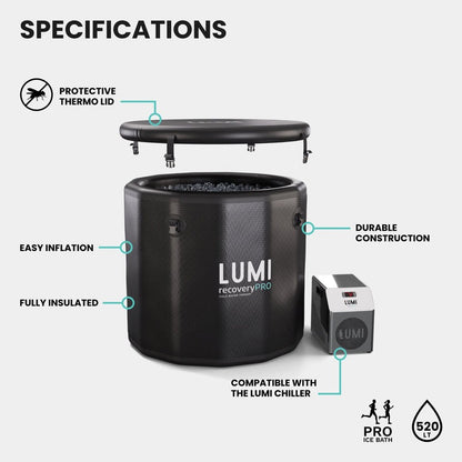 Lumi Recovery Pro Inflatable Ice Barrel - Black - Hot Tub Shop