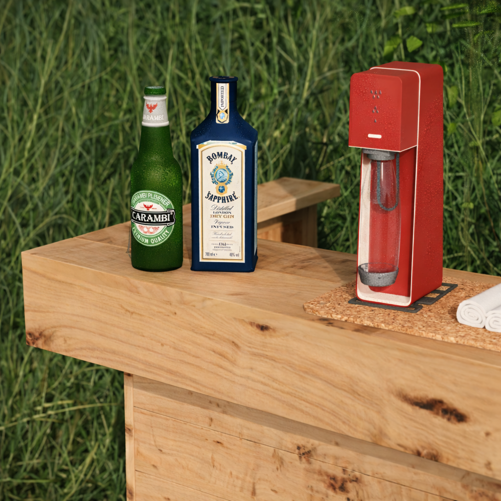 L-Shape Rustic Wooden Garden Bar