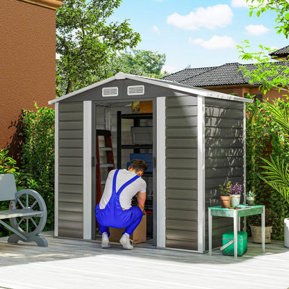 Outsunny 7 x 4ft Upgraded Metal Shed with Lock, Easy to Assemble