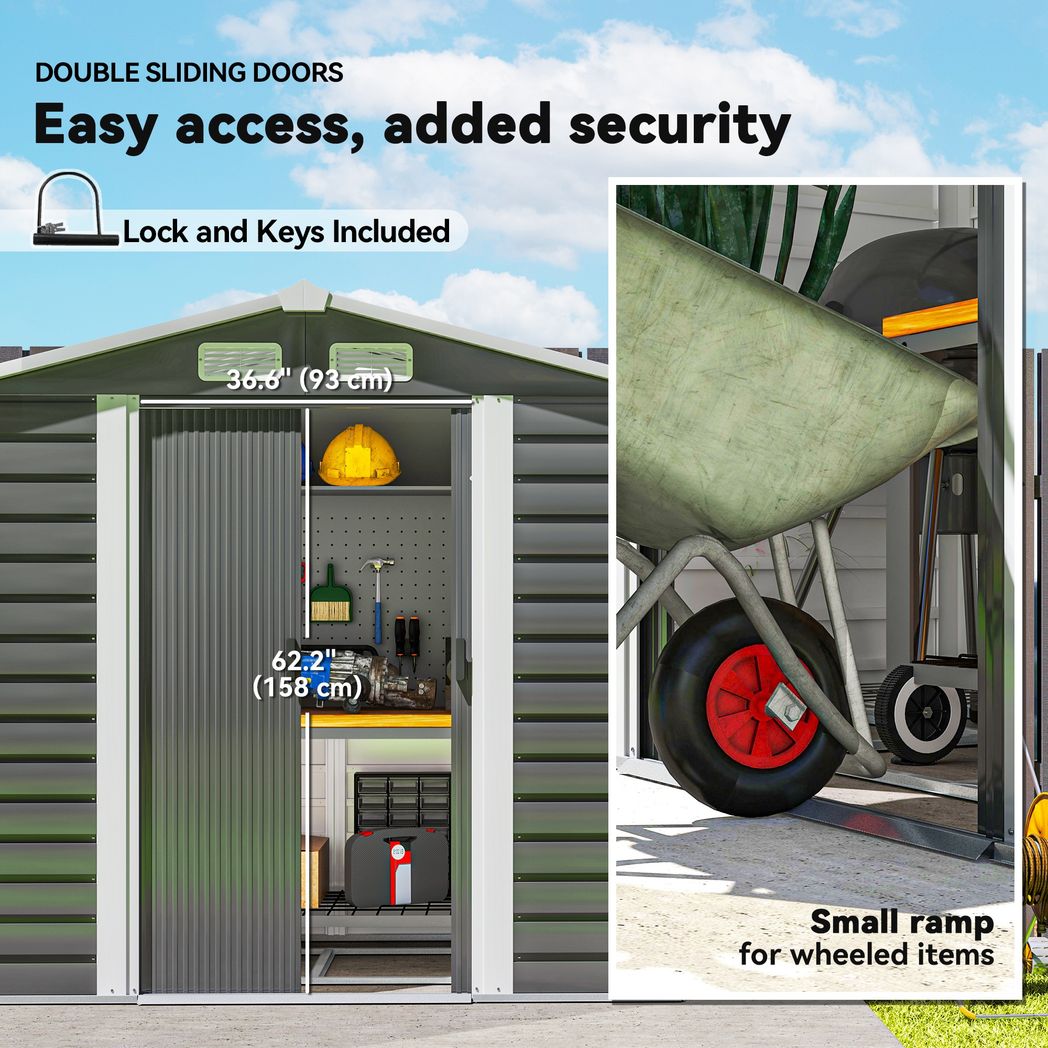 Outsunny 7 x 4ft Upgraded Metal Shed with Lock, Easy to Assemble