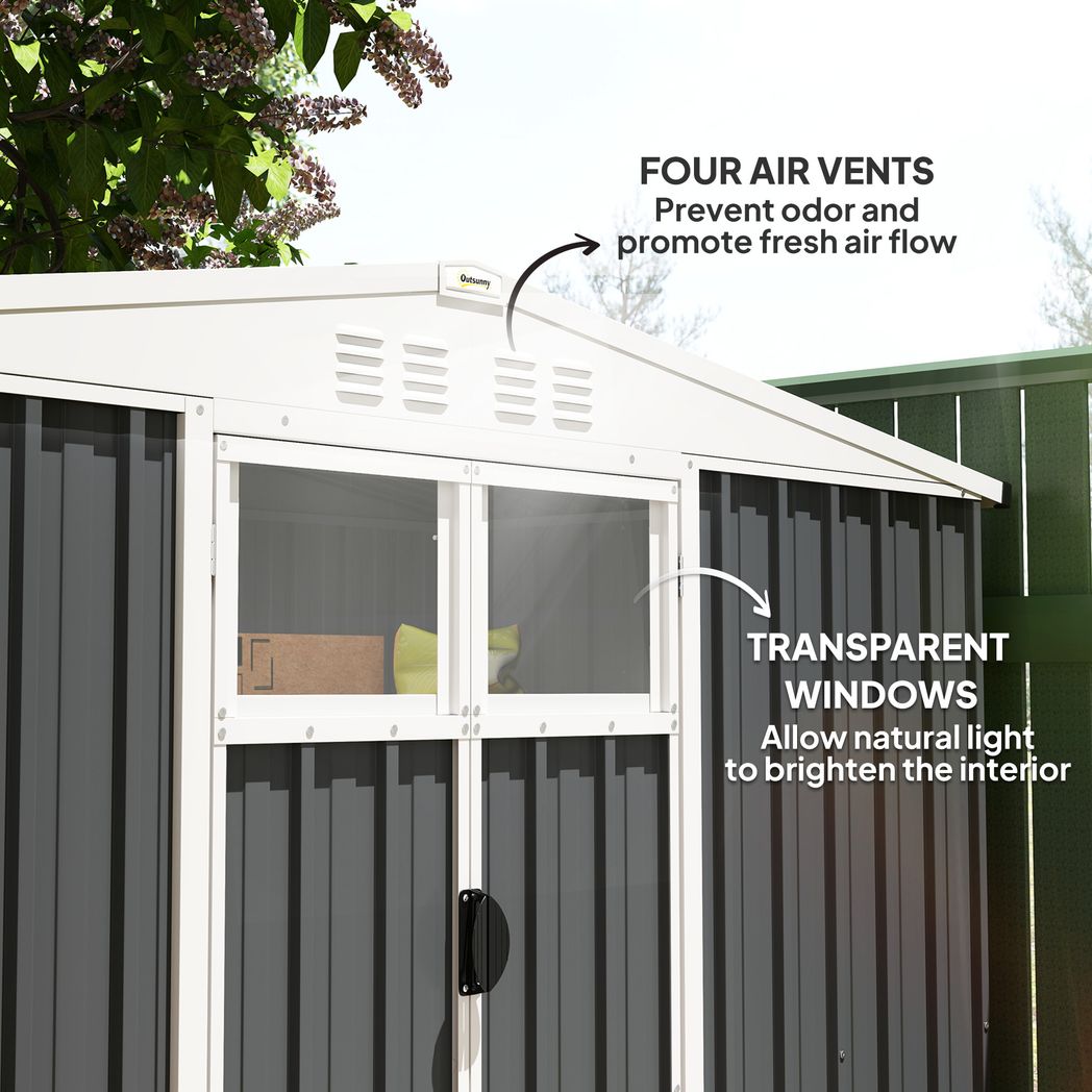 Outsunny 8 x 4 ft Garden Storage Shed, Outdoor Metal Shed - Hot Tub Shop