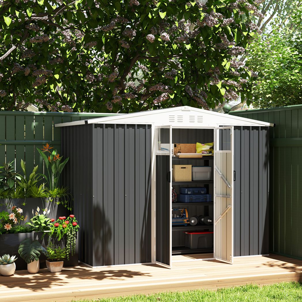 Outsunny 8 x 4 ft Garden Storage Shed, Outdoor Metal Shed - Hot Tub Shop