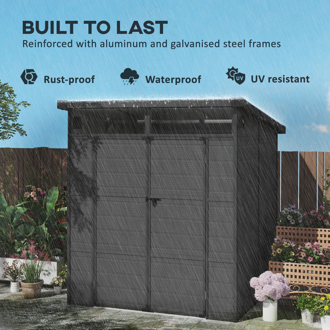 Outsunny 6 x 6ft Plastic Garden Shed with Windows and Air Vents - Hot Tub Shop
