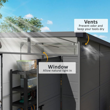 Outsunny 6 x 6ft Plastic Garden Shed with Windows and Air Vents - Hot Tub Shop
