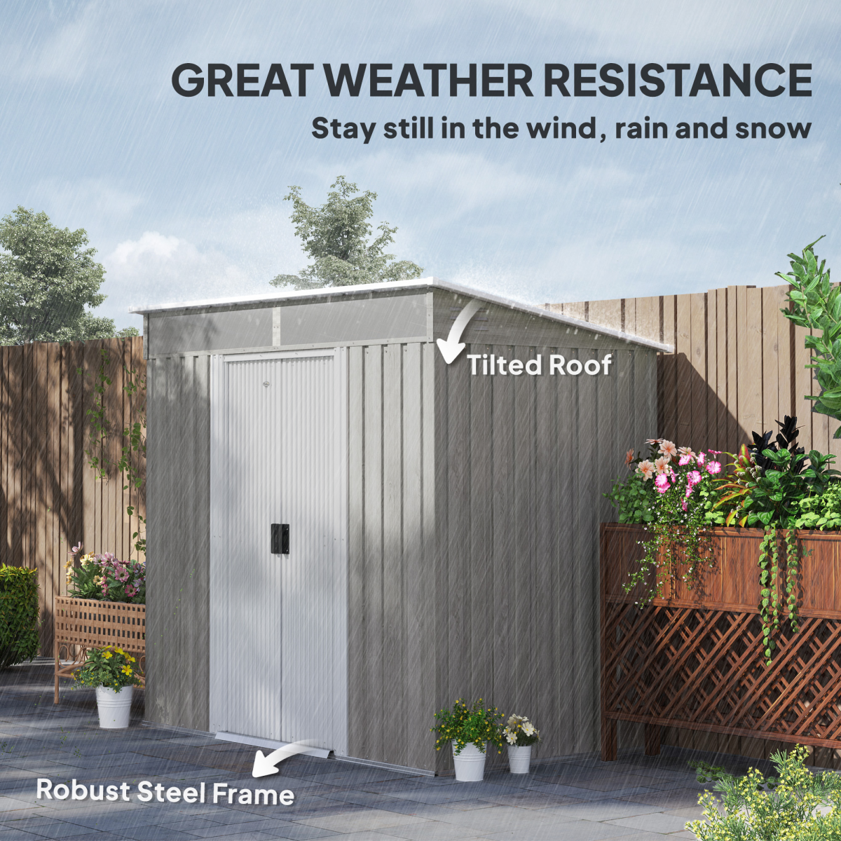 Outsunny 6.5x4FT Garden Shed Lockable Metal Tool Shed