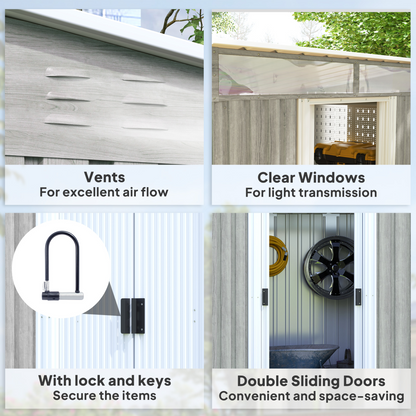Outsunny 6.5x4FT Garden Shed Lockable Metal Tool Shed
