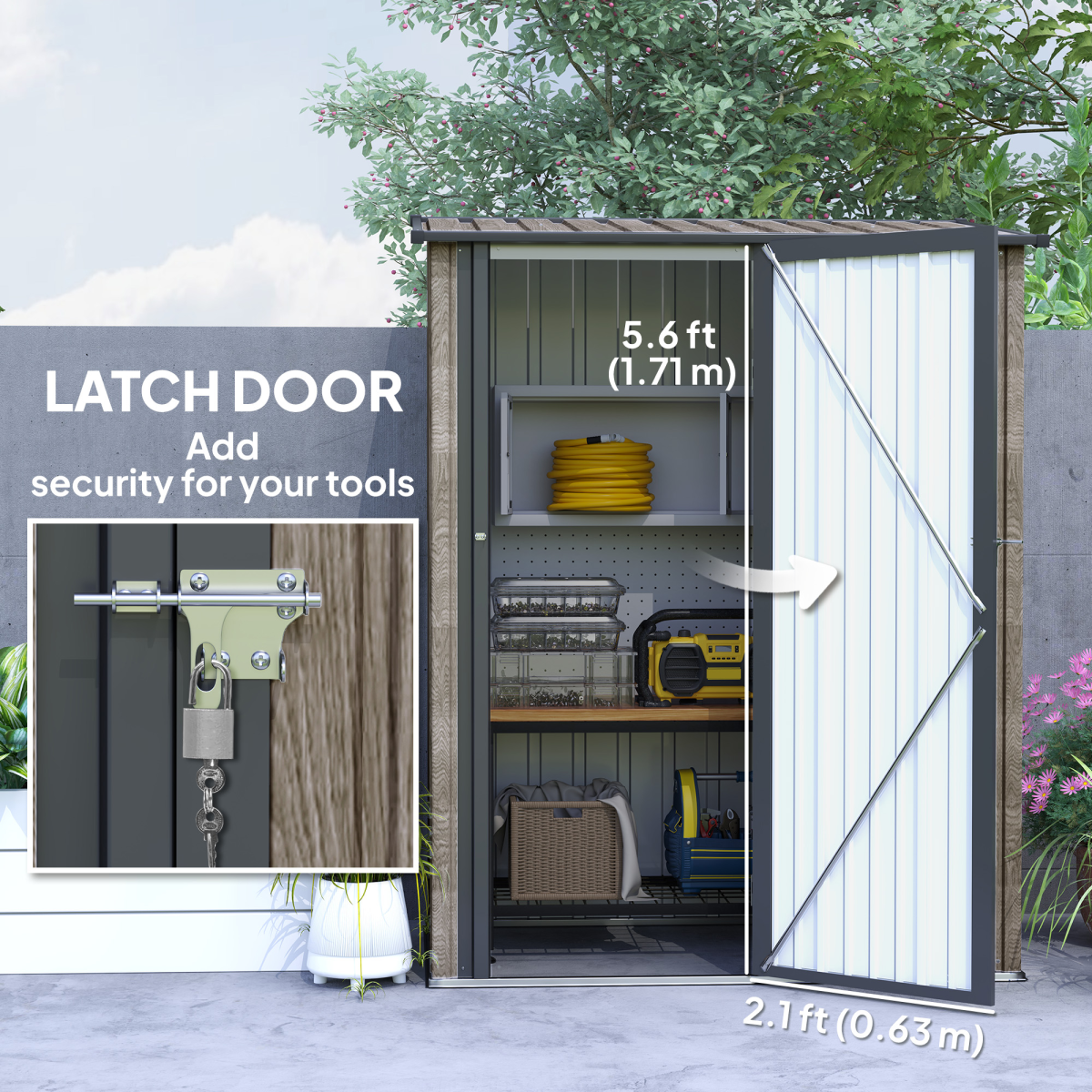 Outsunny Outdoor Storage Shed Steel Garden Shed w/ Lockable Door