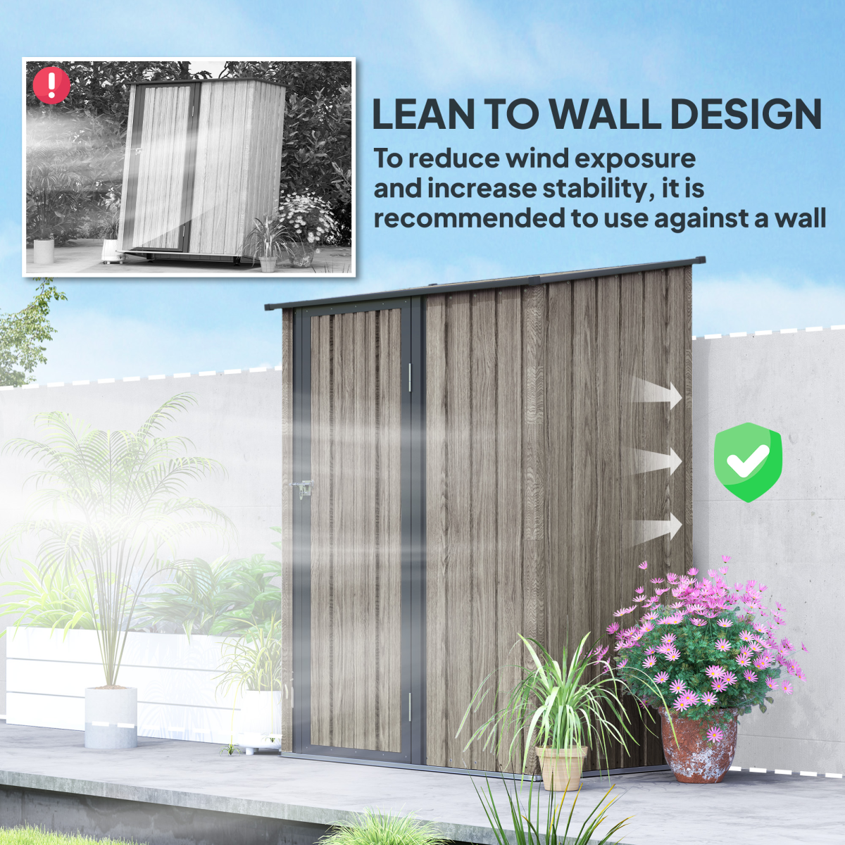 Outsunny Outdoor Storage Shed Steel Garden Shed w/ Lockable Door