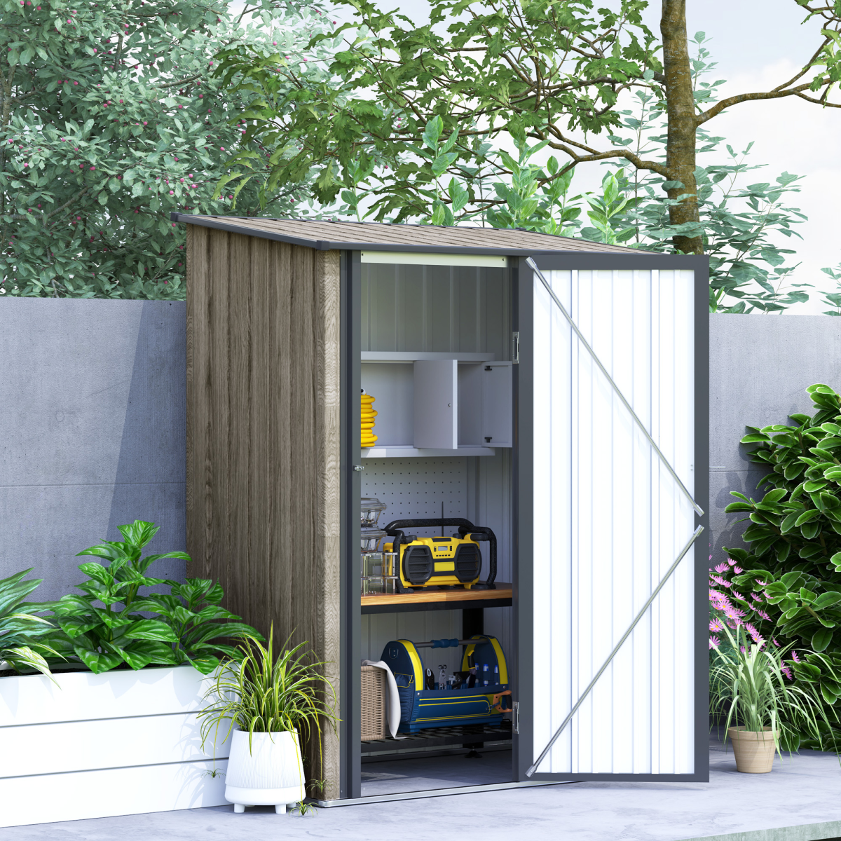Outsunny Outdoor Storage Shed Steel Garden Shed w/ Lockable Door