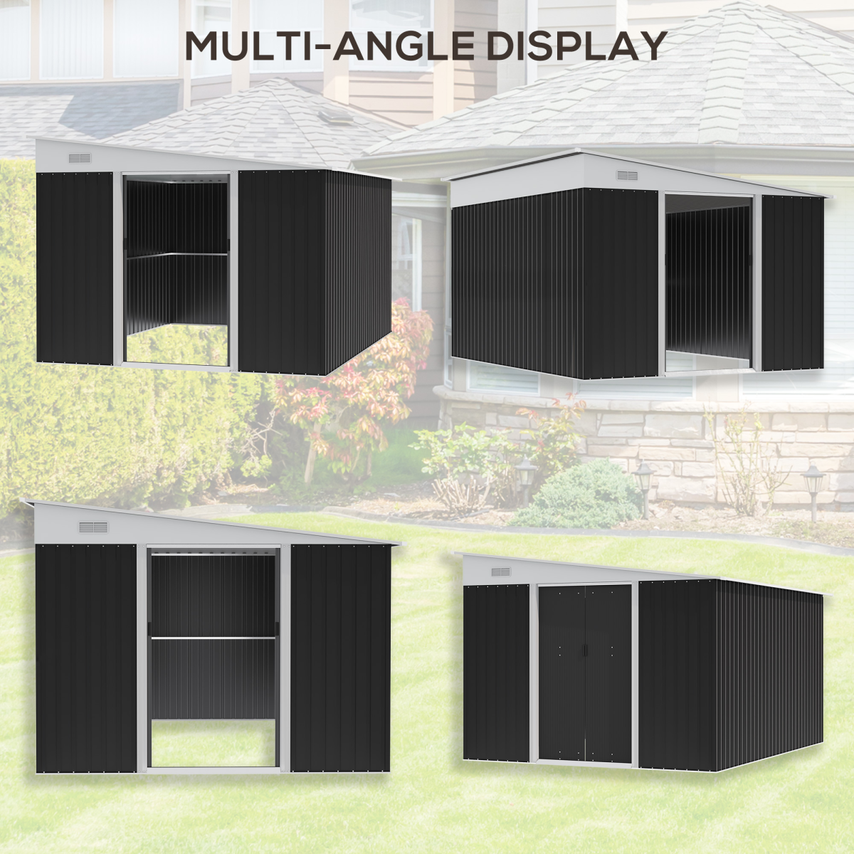 Outsunny Steel Garden Storage Shed w/ Sliding Doors